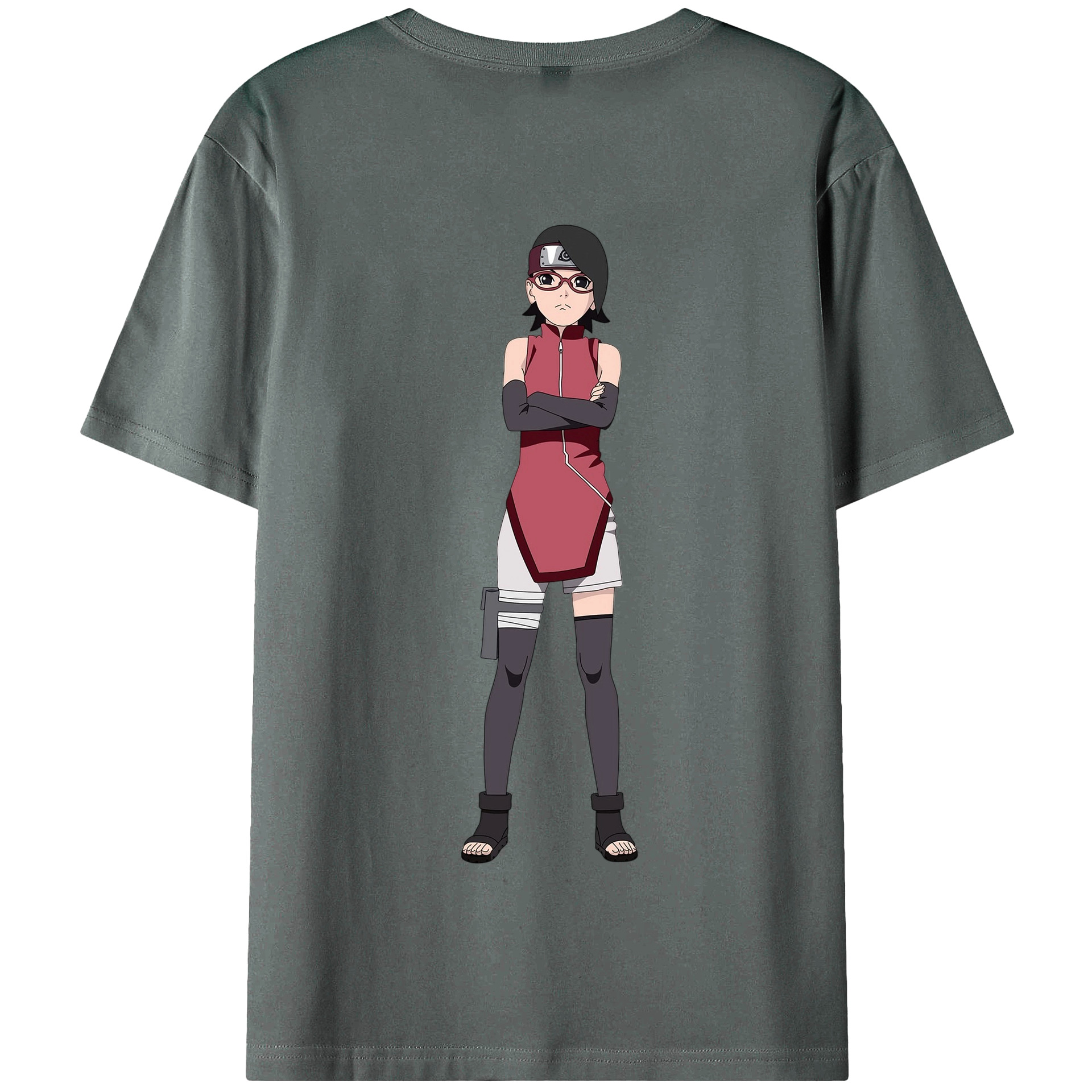 （画像用） NARUTO -ナルト- うちは サラダ Uchiha Sarada 綿100％半袖Tシャツ（背面プリント）